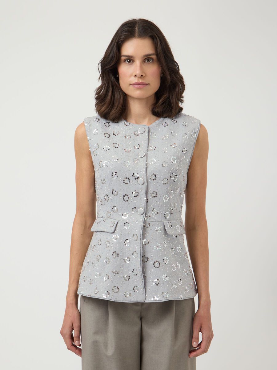 Soller Embellished Waistcoat (High Rise/Grey)