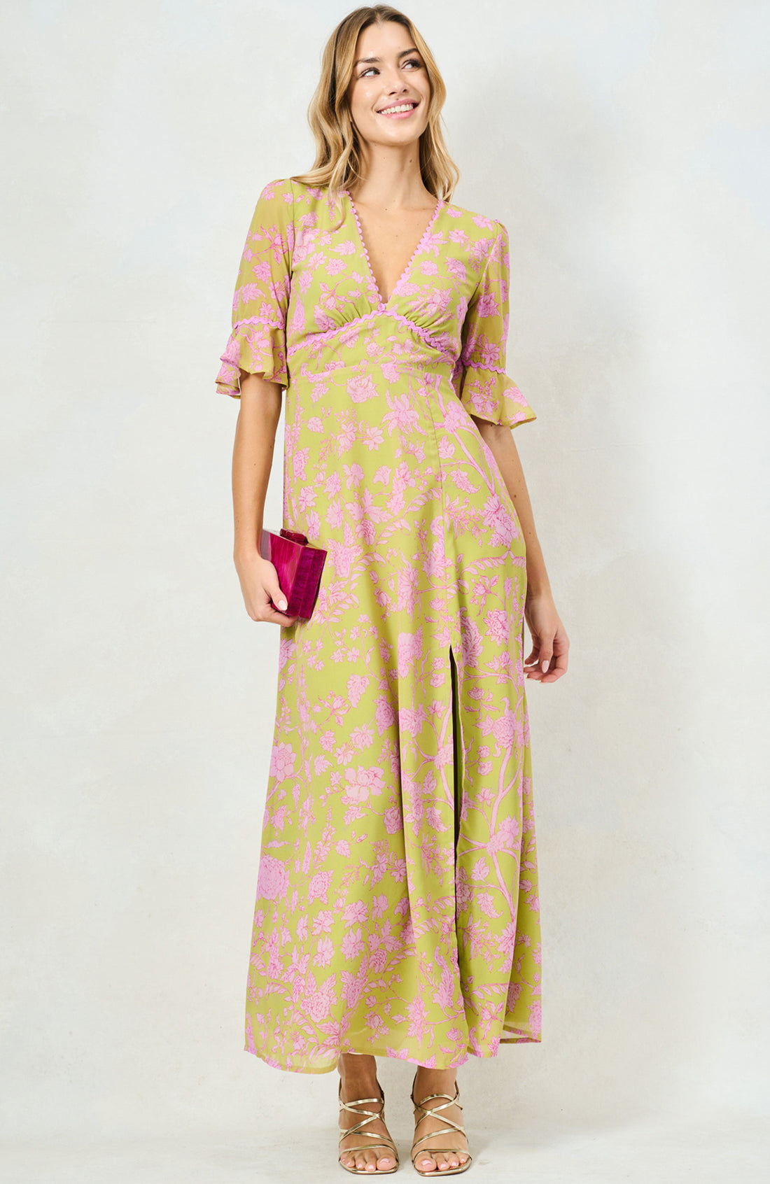 The Yara Maxi Dress (Green/Pink)
