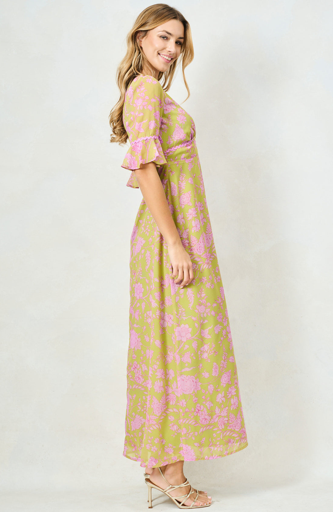 The Yara Maxi Dress (Green/Pink)