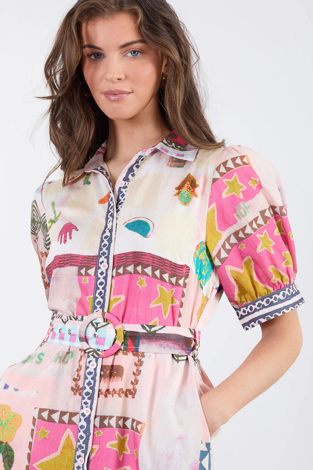 Eliza Shirt Dress (Pink)