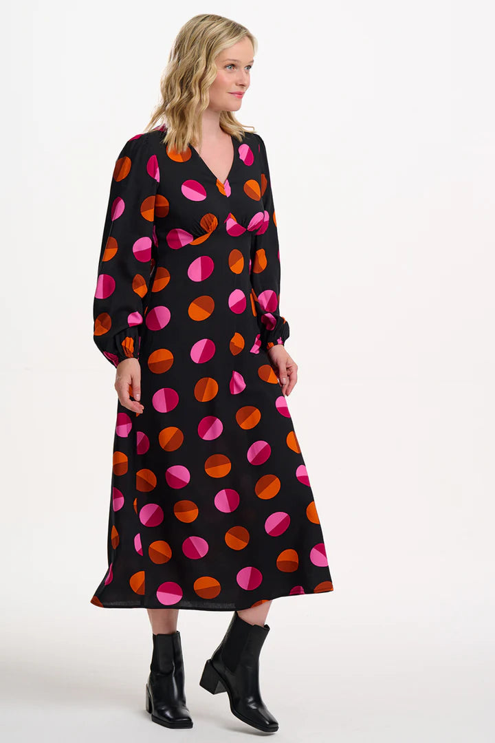 Marcie Midi Dress (Black/Polka)