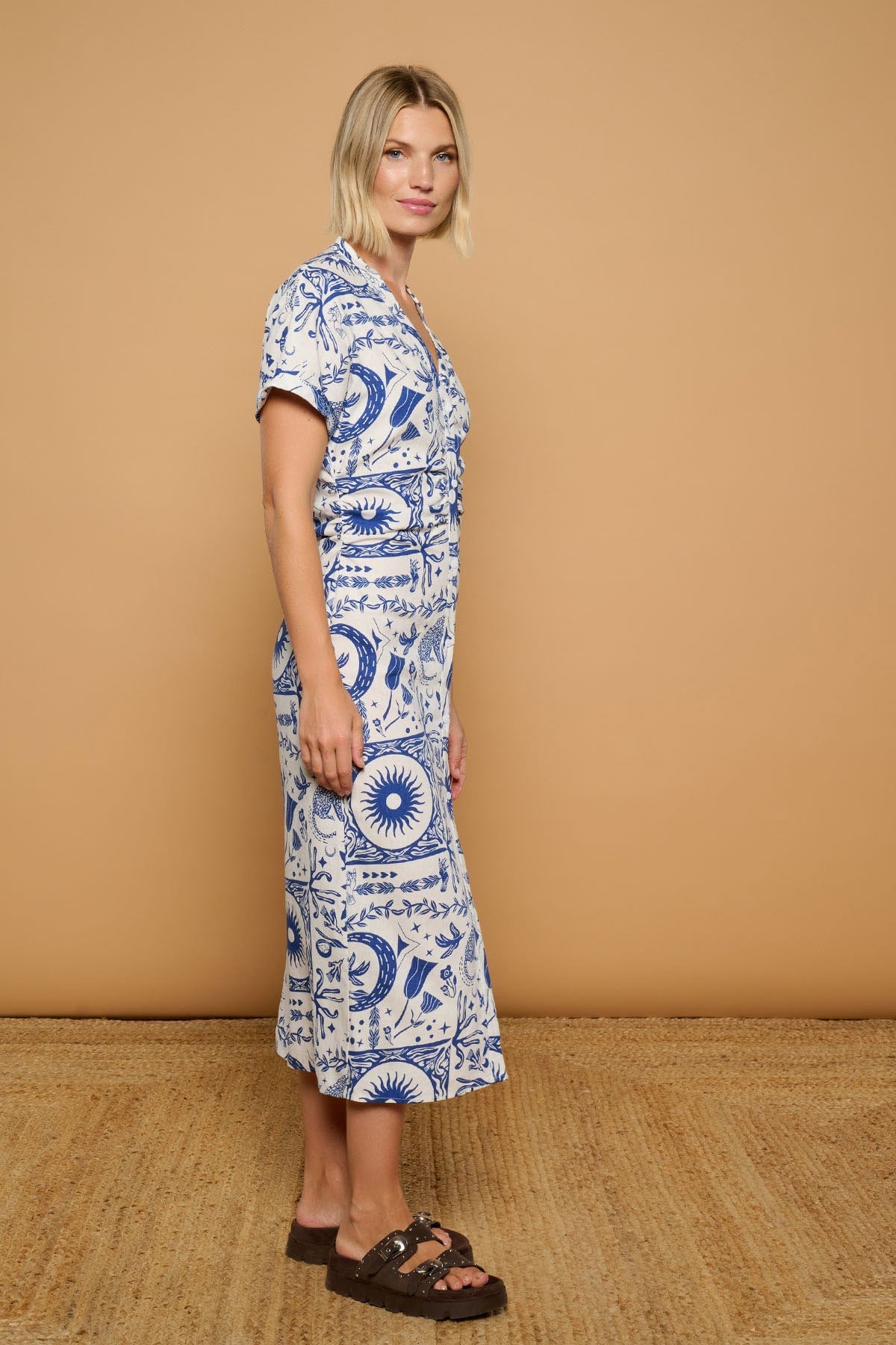 Anibal Maxi Dress (White/Blue)