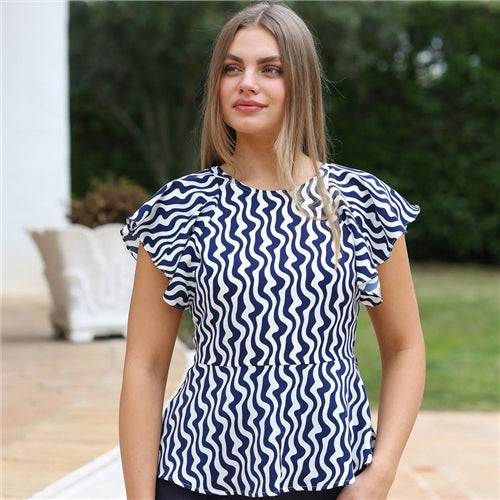 POLLY TOP (NAVY/WHITE)