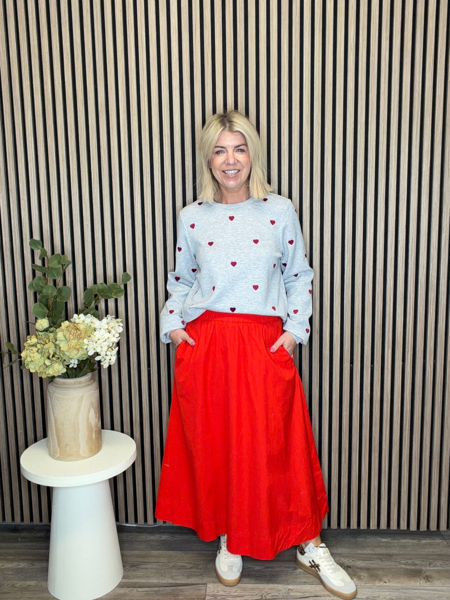 Coleen Ankle Skirt (Fiery Red)