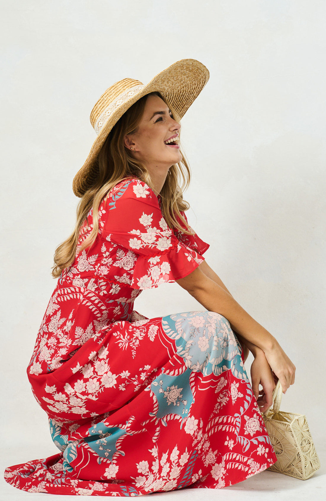 The Imane Maxi Dress (Red/Teal)