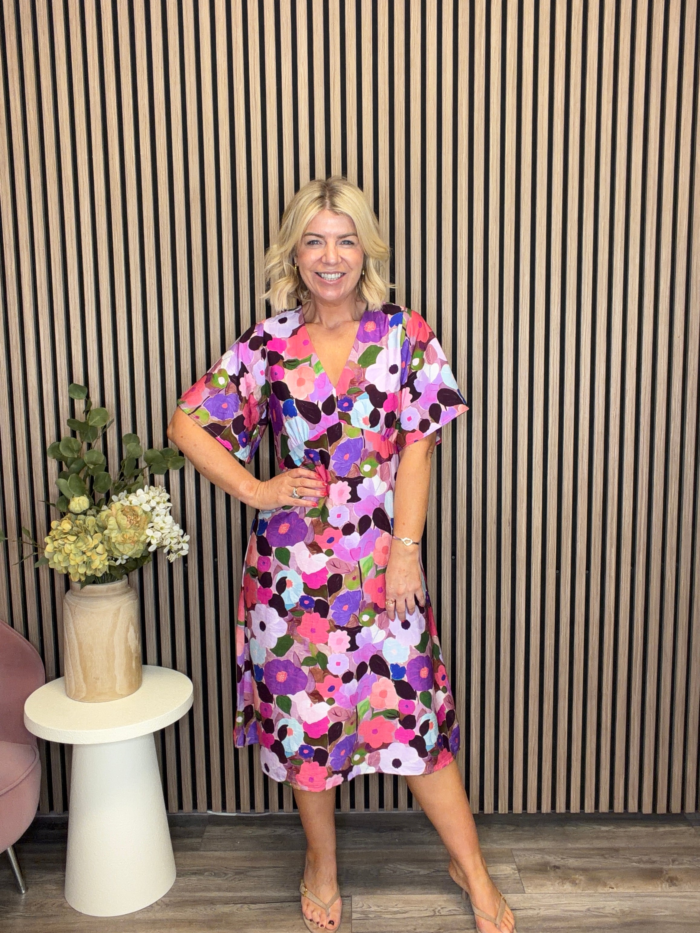 Angela Midi Dress (Pink)