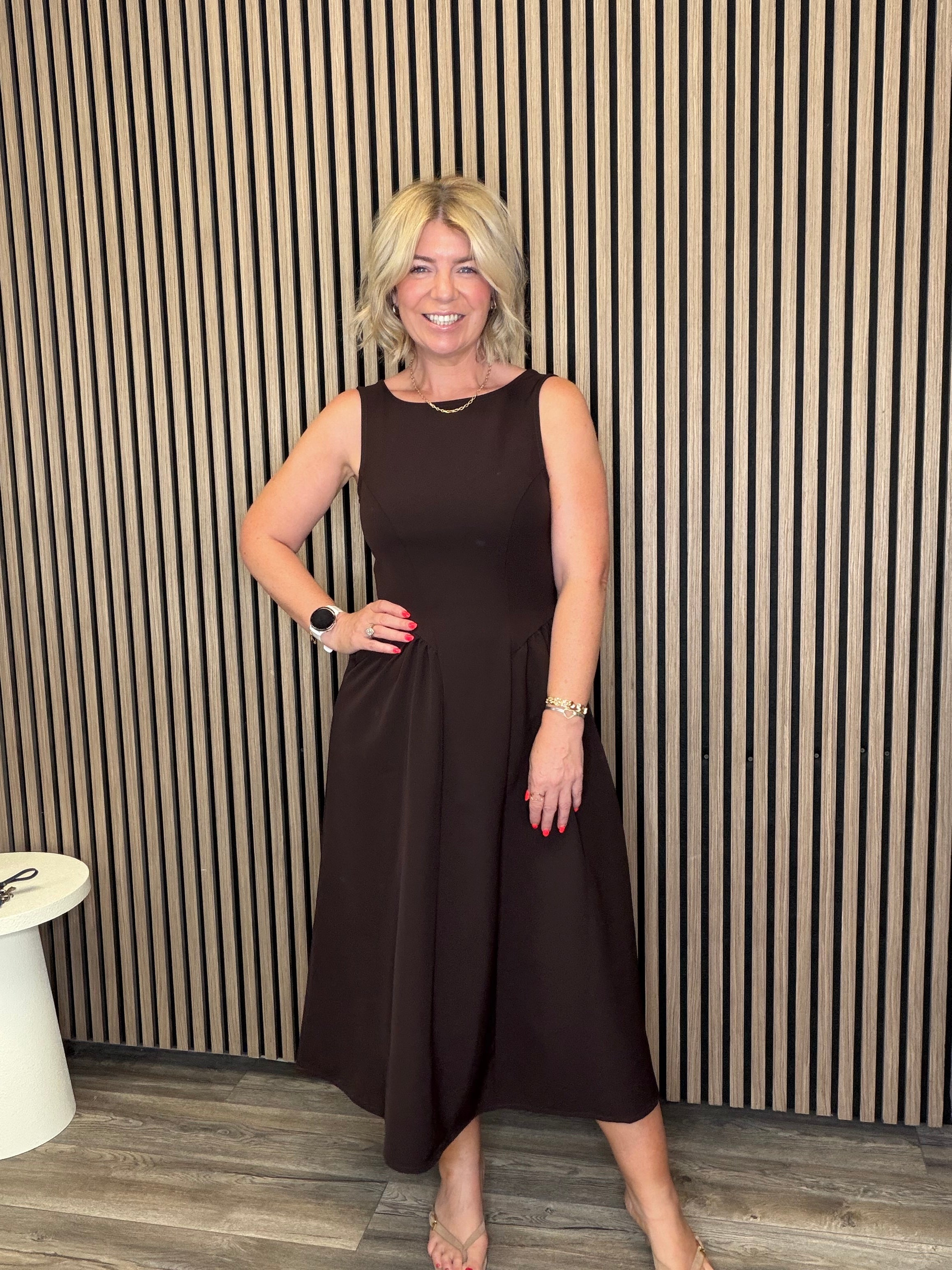 Ciara Midi Dress (Chocolate Brown)