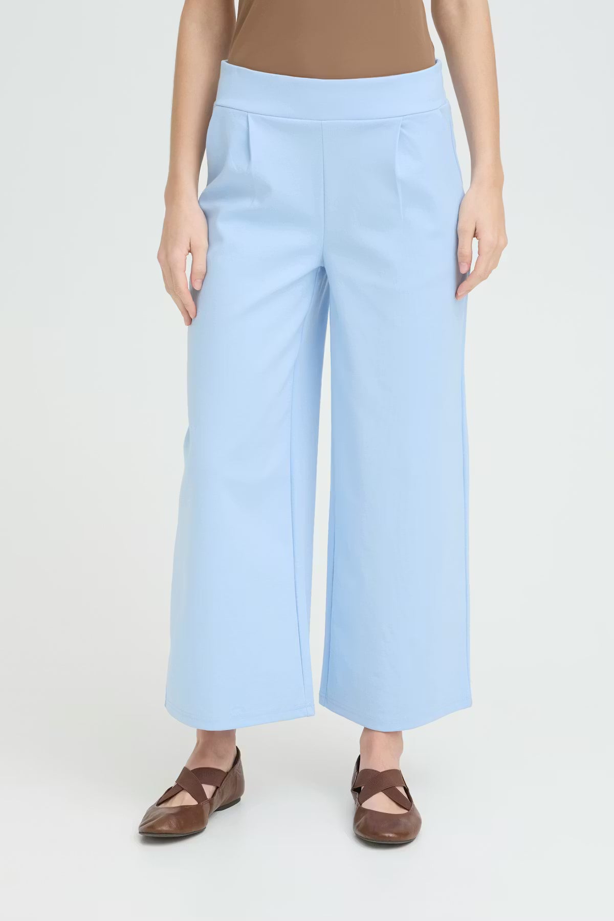 Kate Cropped Wide Leg Pants (Powder Blue)