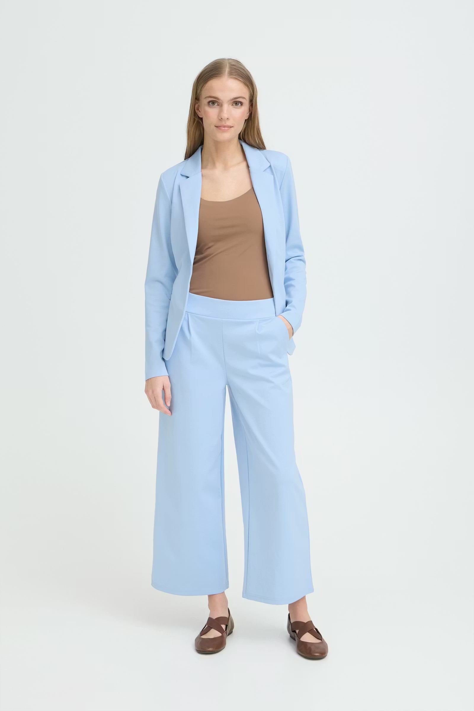 Kate Cropped Wide Leg Pants (Powder Blue)