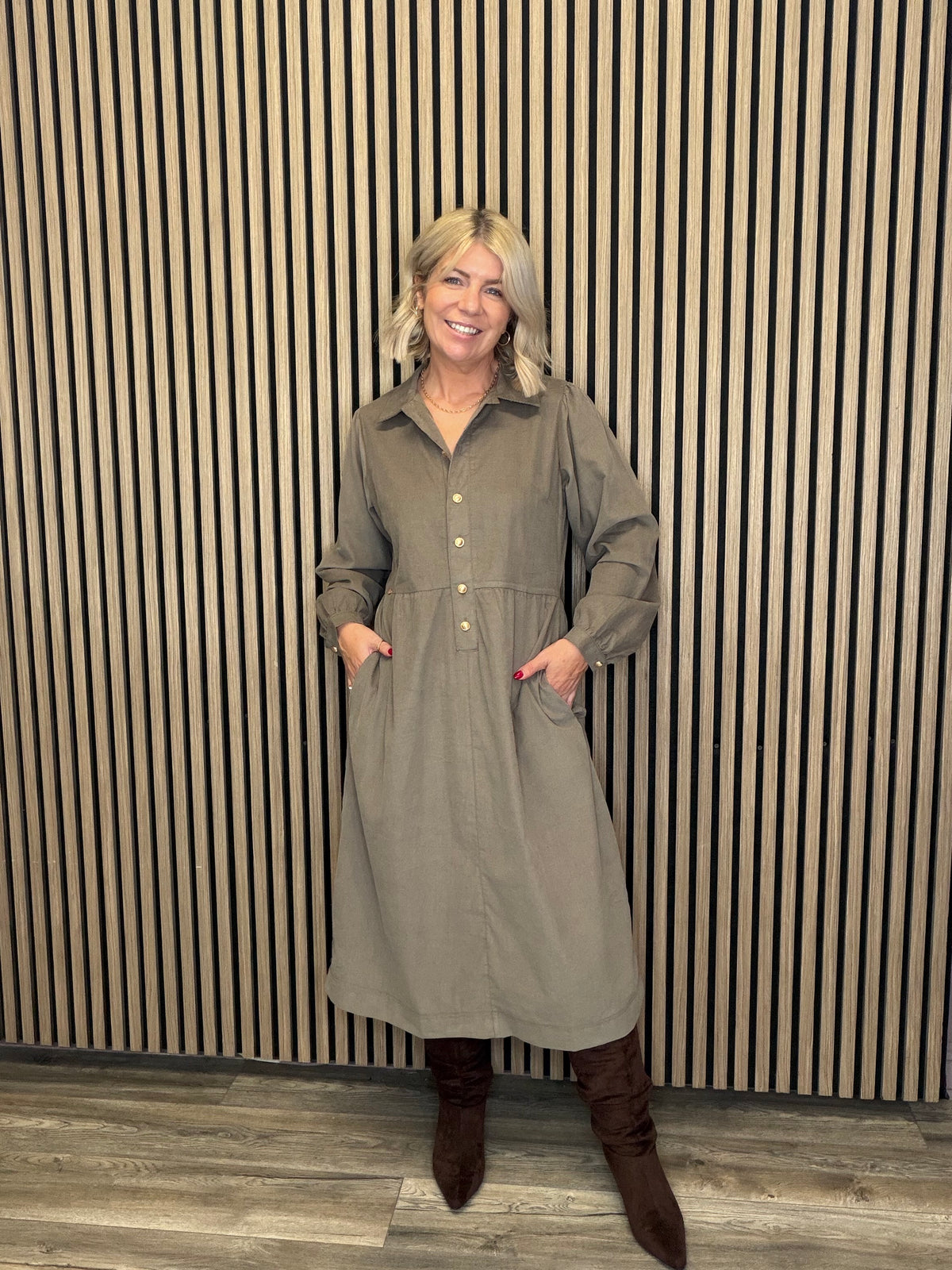 Hazel Shirt Dress (Biscuit)