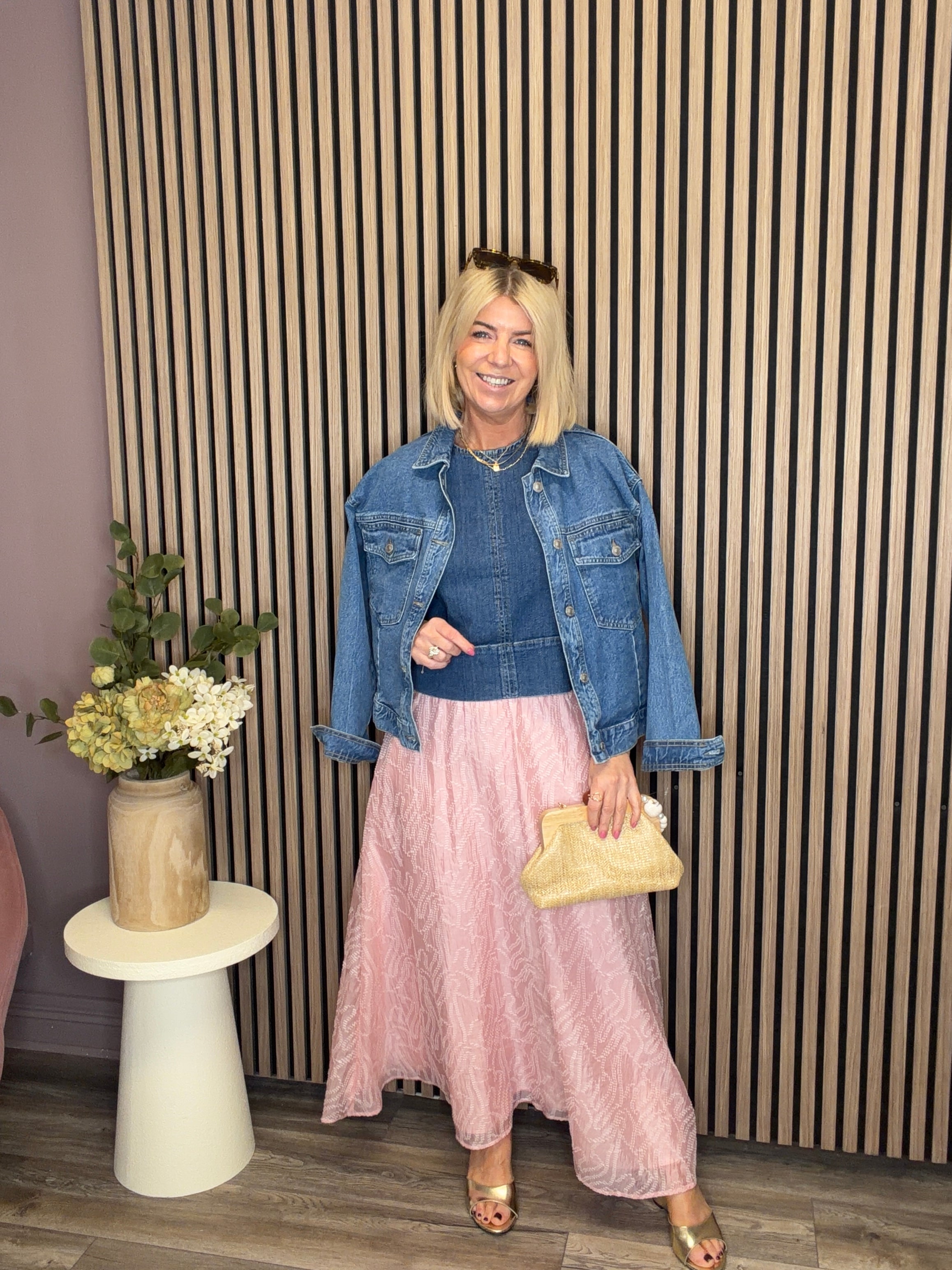 Rhona High Waist Ankle Skirt (Pink Nectar)