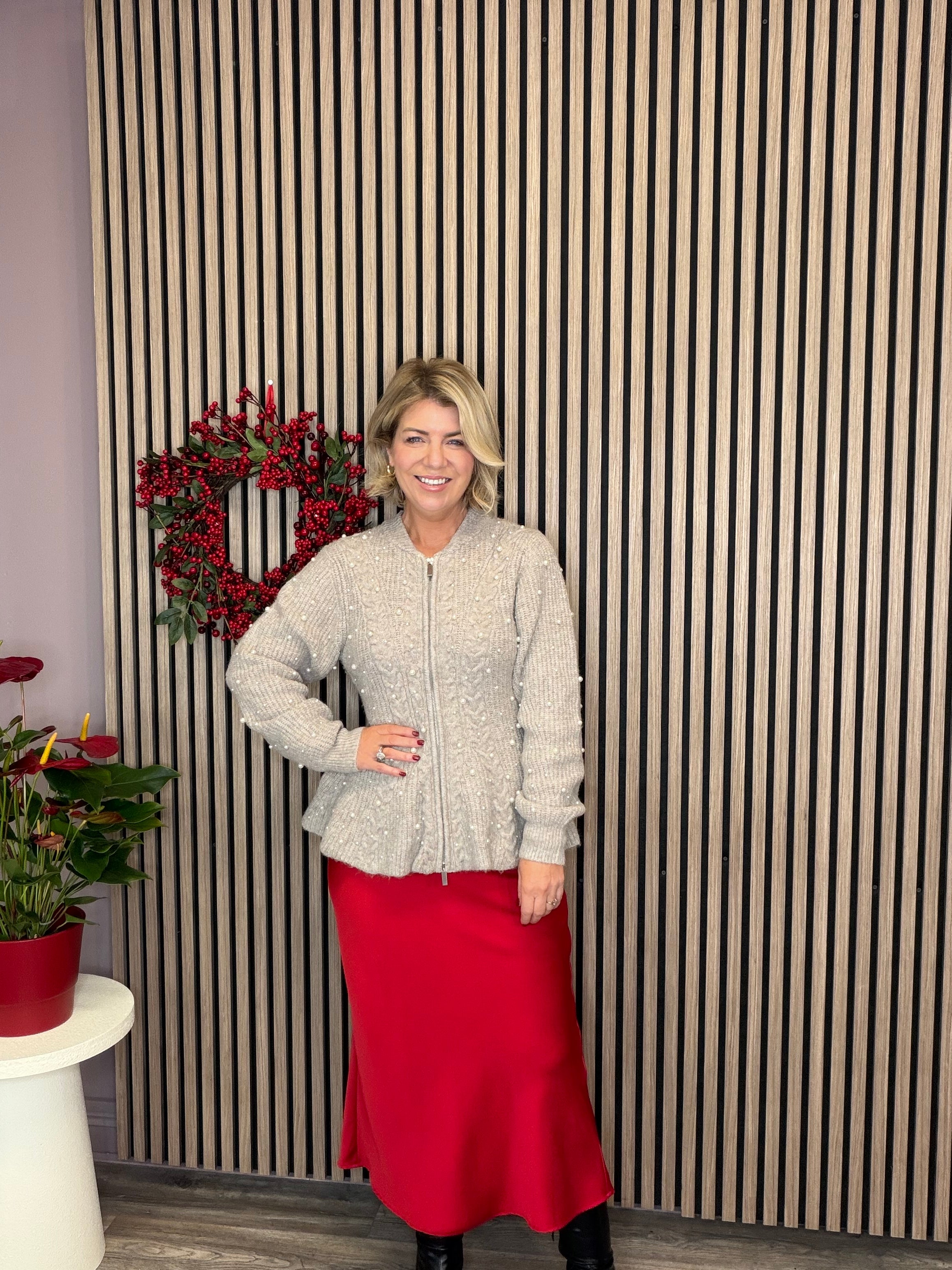 Vielette High Waisted Maxi Skirt (Barbados Cherry)