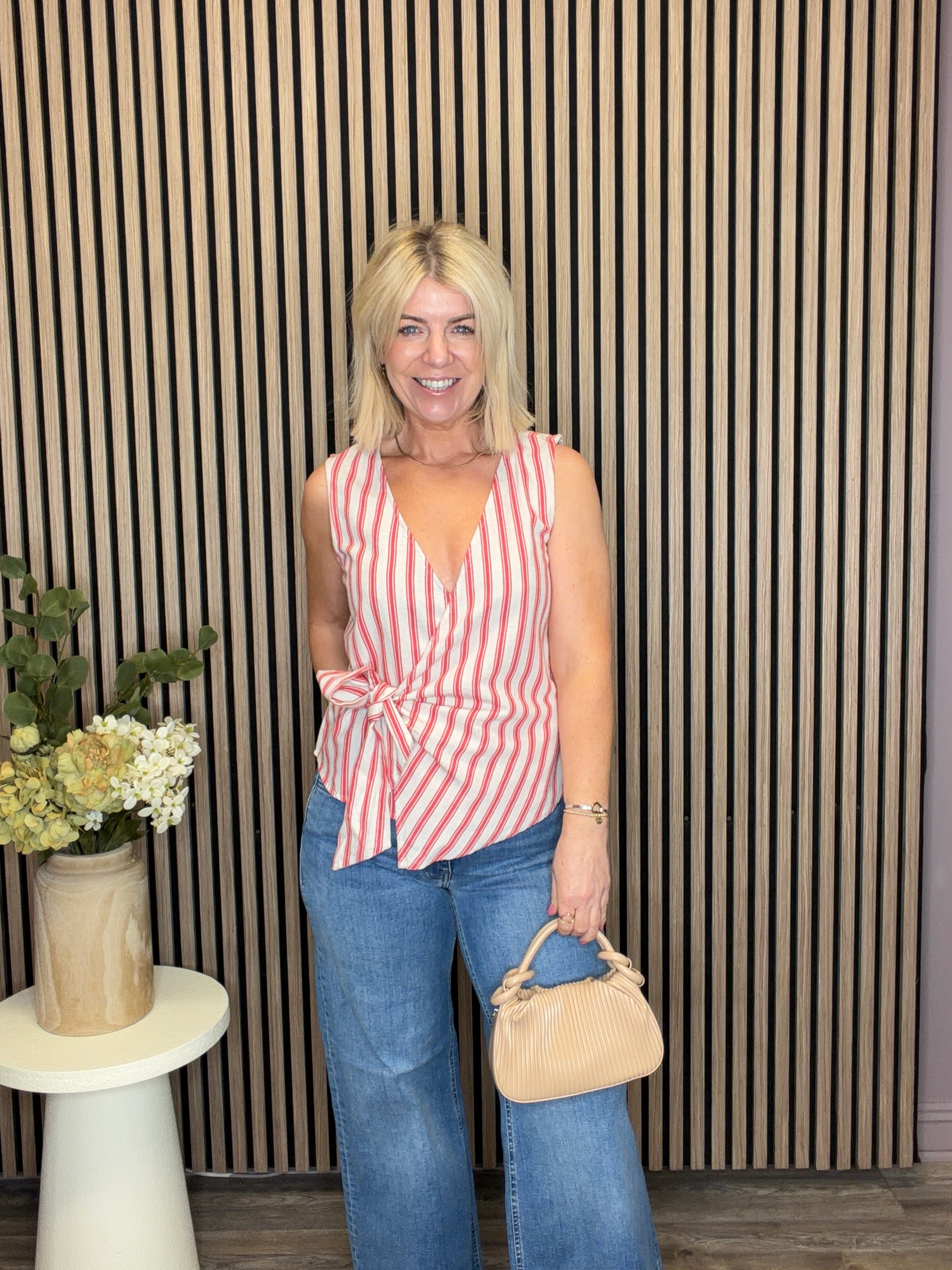 Prisilla Sleeveless Wrap Top (Hibiscus)