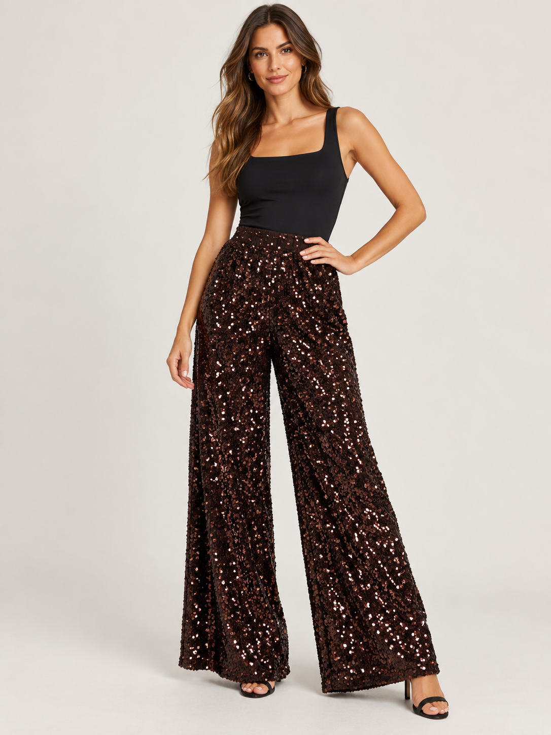 Lorna Sequin Pants (Coffee Bean)