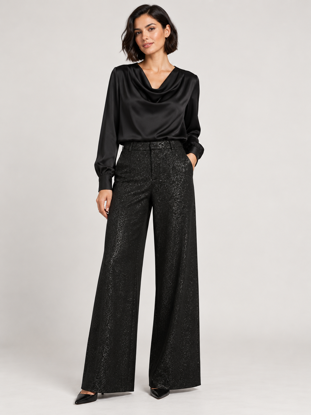Lois Glitter Pants (Black Beauty/Sliver Glitter)