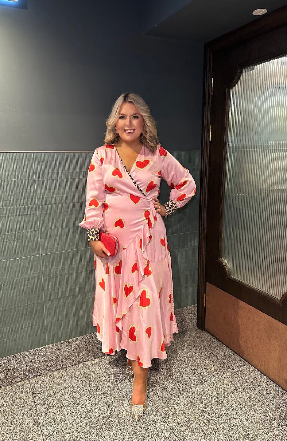 Hazel Wrap Dress (Pink Hearts) | Love Cherish