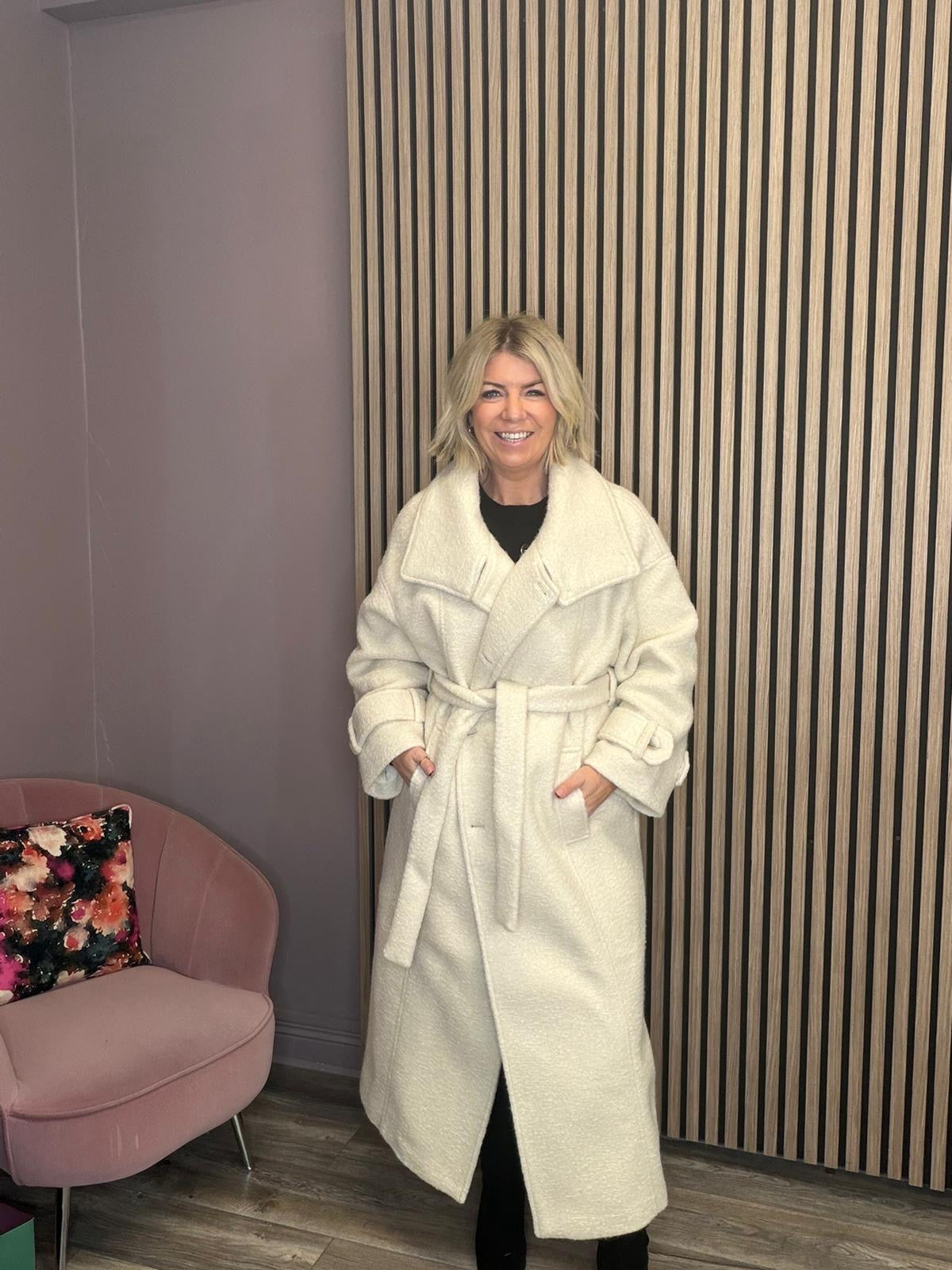 Kera Boucle Belted Coat (Birch)