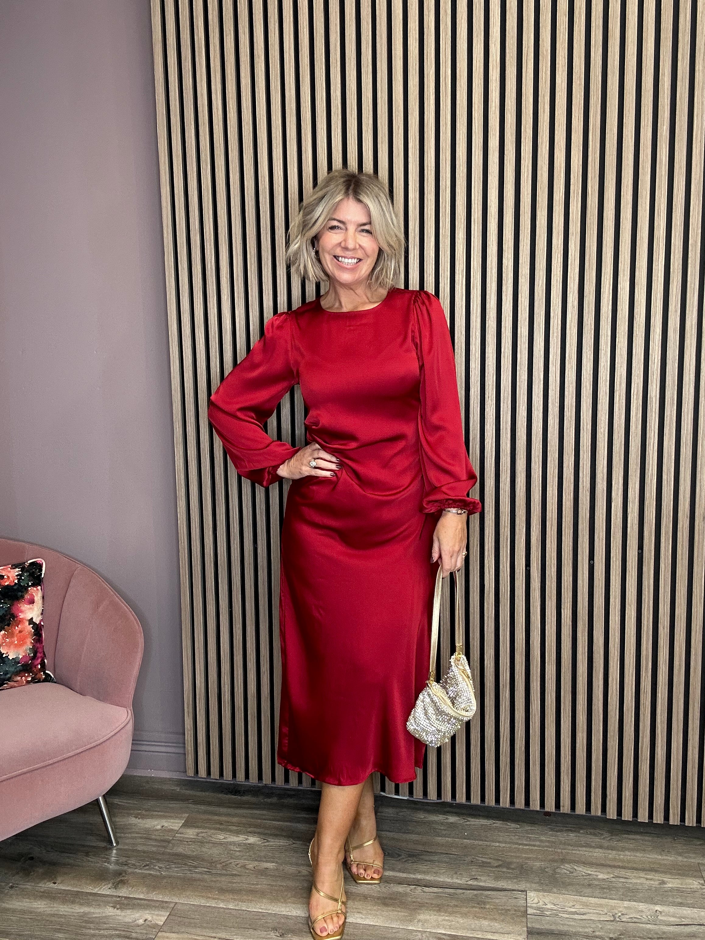 Claudene Midi Dress (Racing Red)