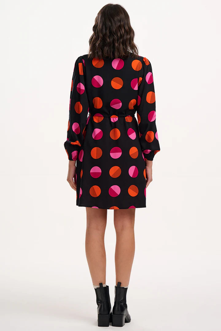 Flora Mini Shirt Dress (Black/Polka)