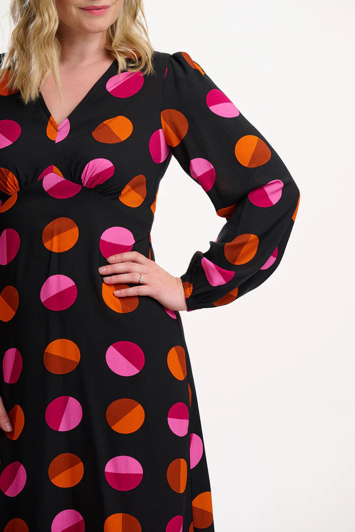 Marcie Midi Dress (Black/Polka)