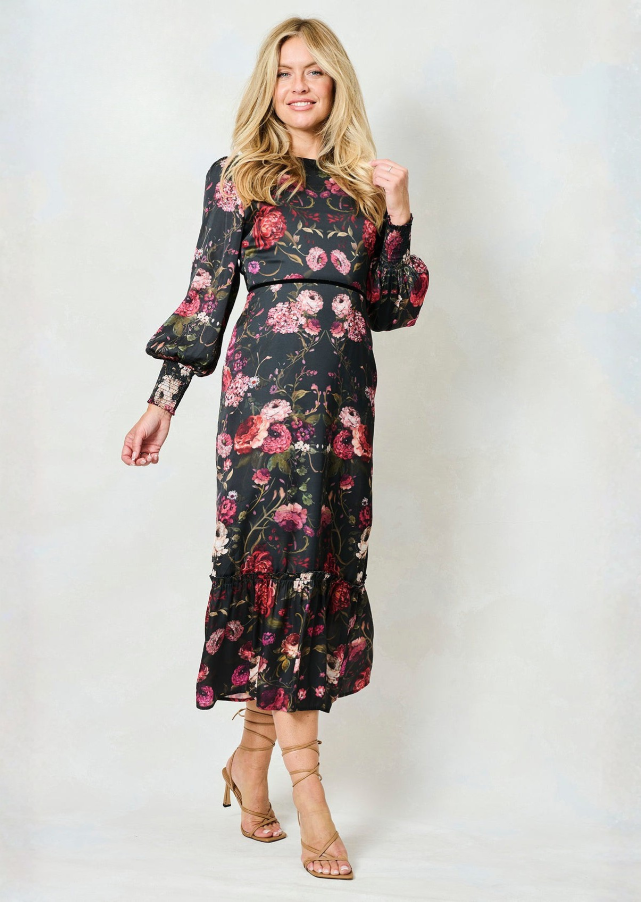The Holly High Neck Maxi Dress (Dark/Multi)