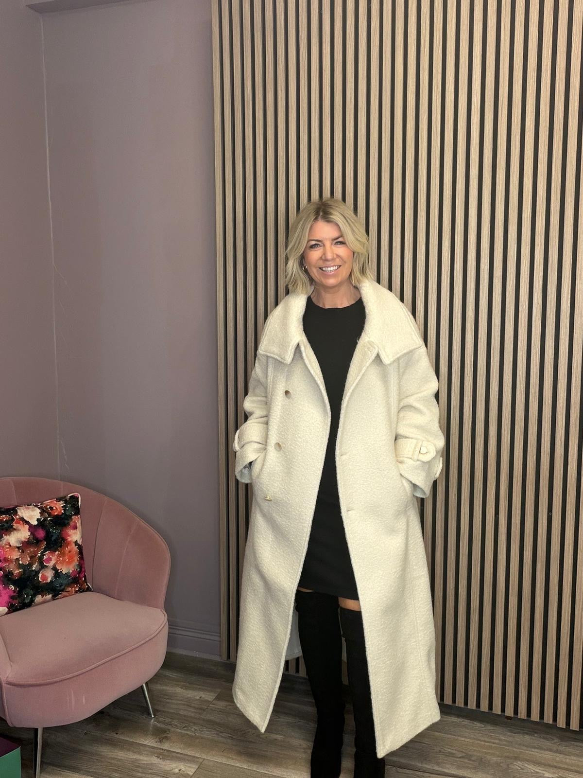 Kera Boucle Belted Coat (Birch)