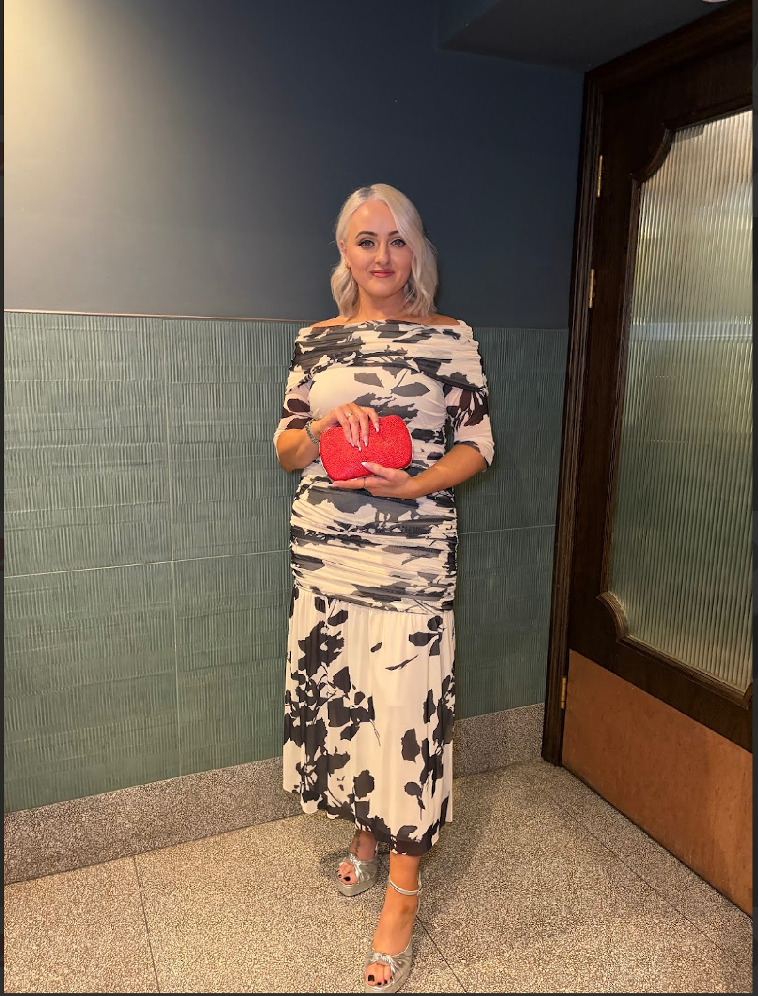 Gabrielle Bardot Midi Dress (Cream/Black)