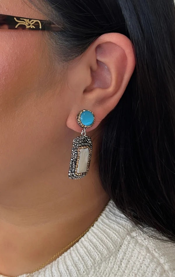 Santorini Earrings (Blue/Pearl)