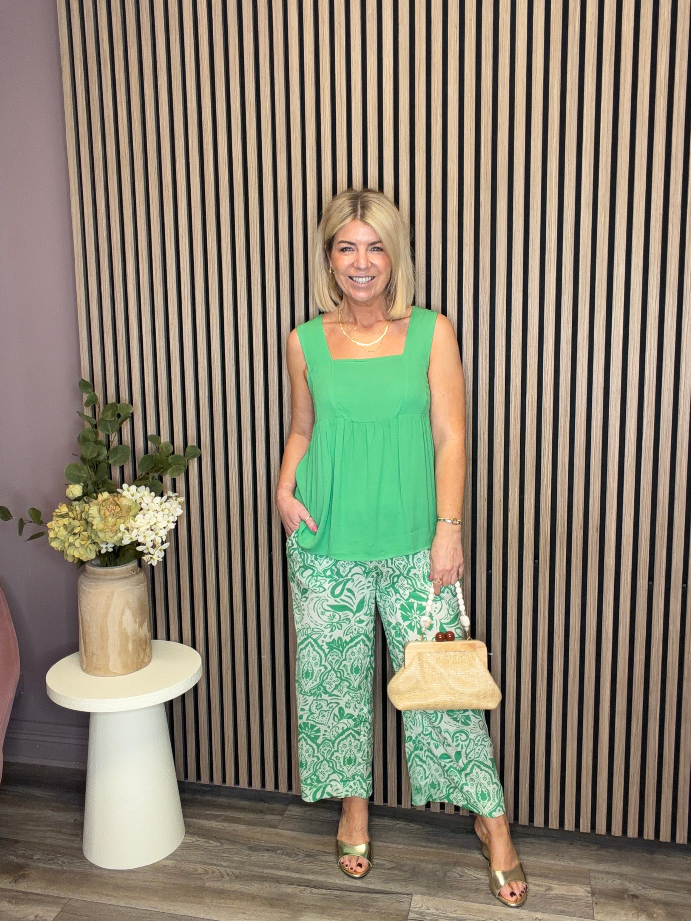 Maria Printed Trousers (Green)