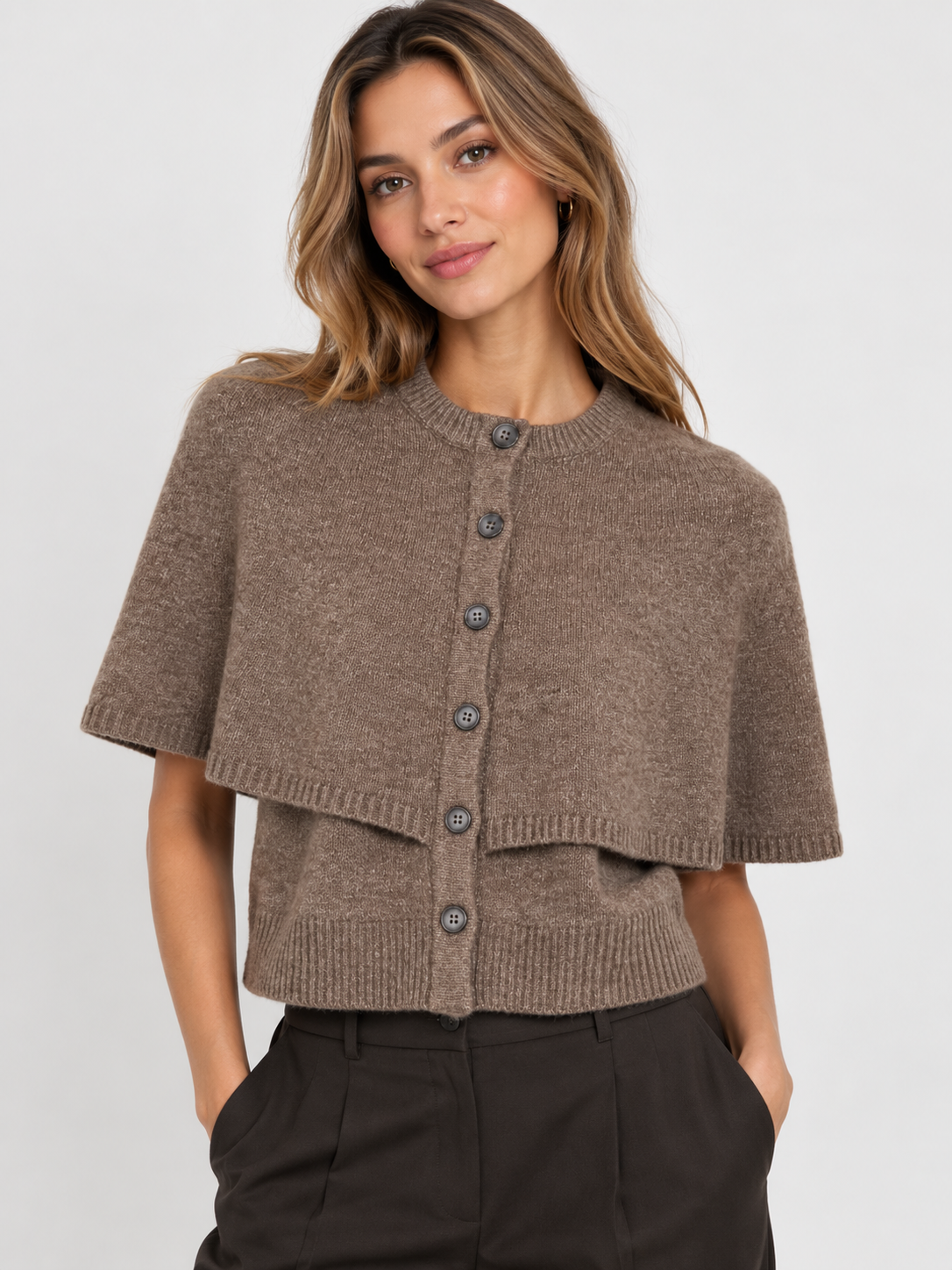 Cico Cape Cardigan (Coffee Quartz/Melange)