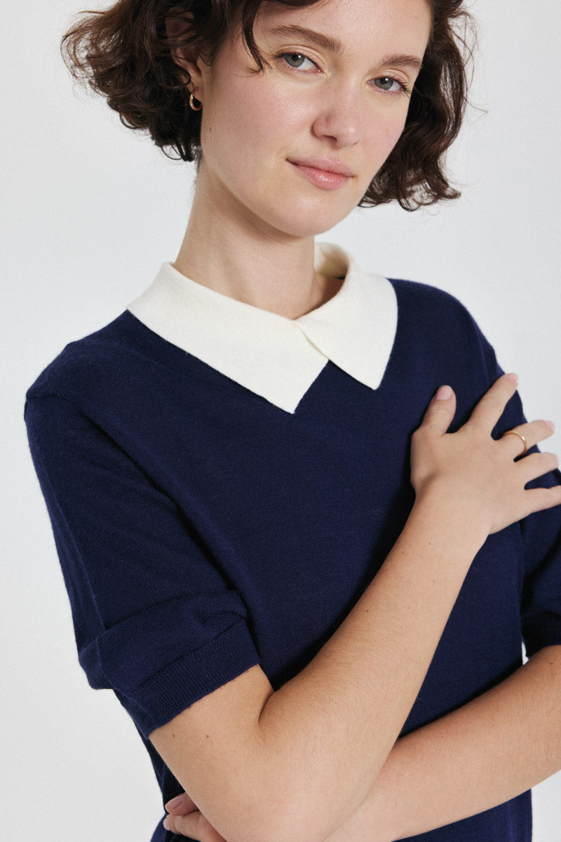 Sabina Short Sleeves Jumper (Navy)
