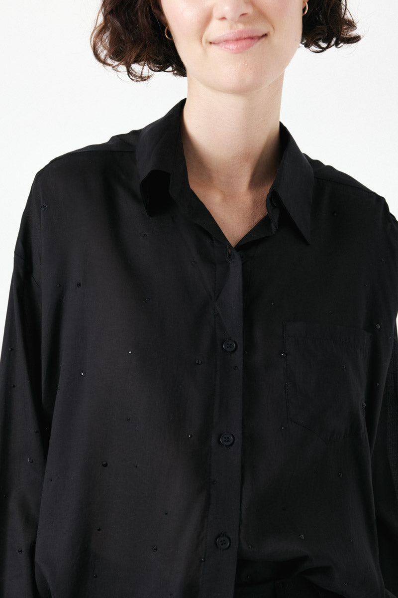 Gemma Rhinestone Shirt (Black)