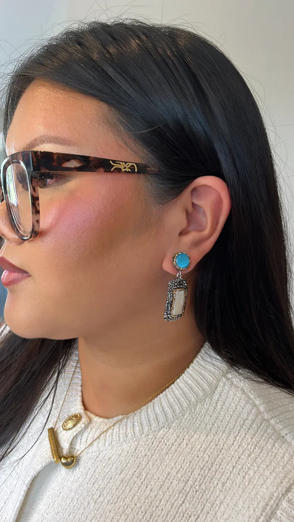 Santorini Earrings (Blue/Pearl)