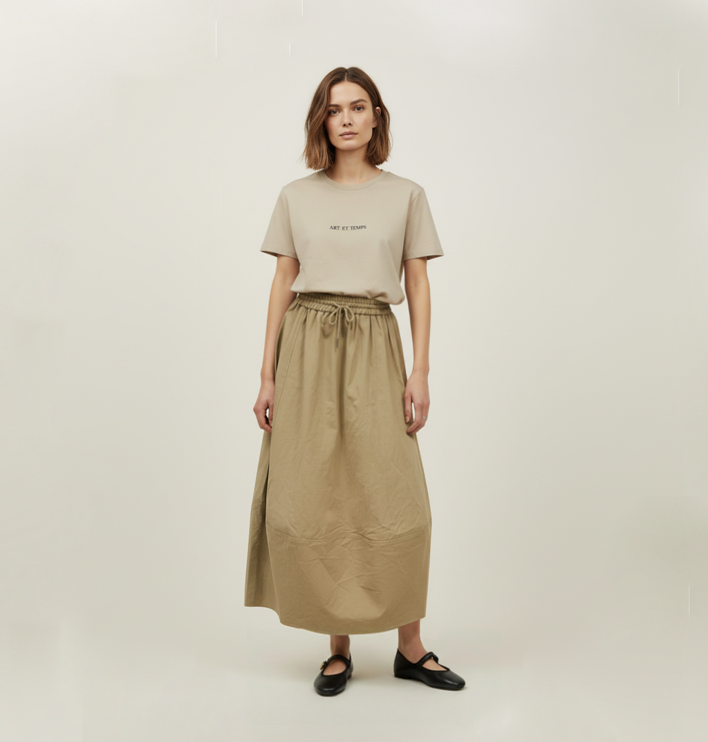 Clona Midi Skirt (Tan)
