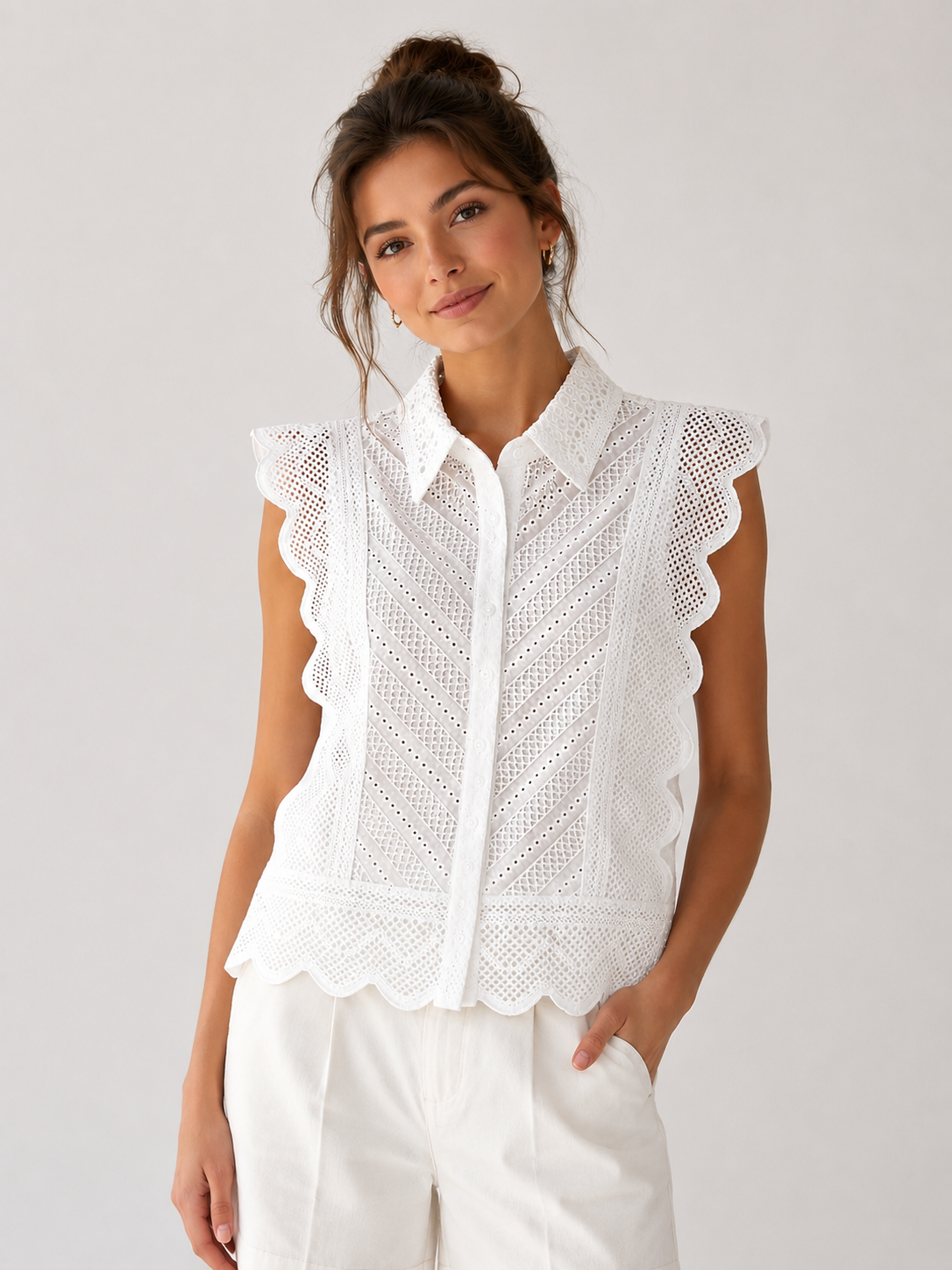 Suzie Sleeveless Top (White)