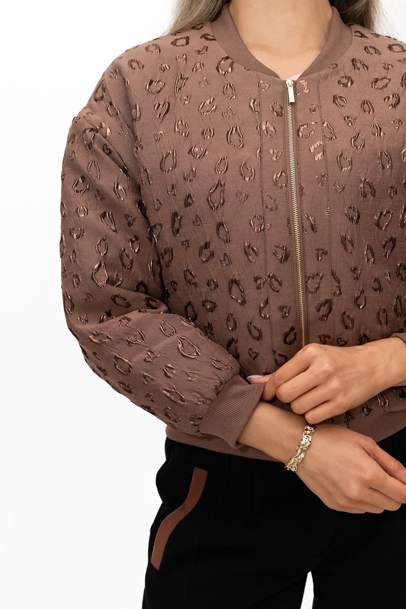 Lyra Quilted Bomber Jacket (Brown)