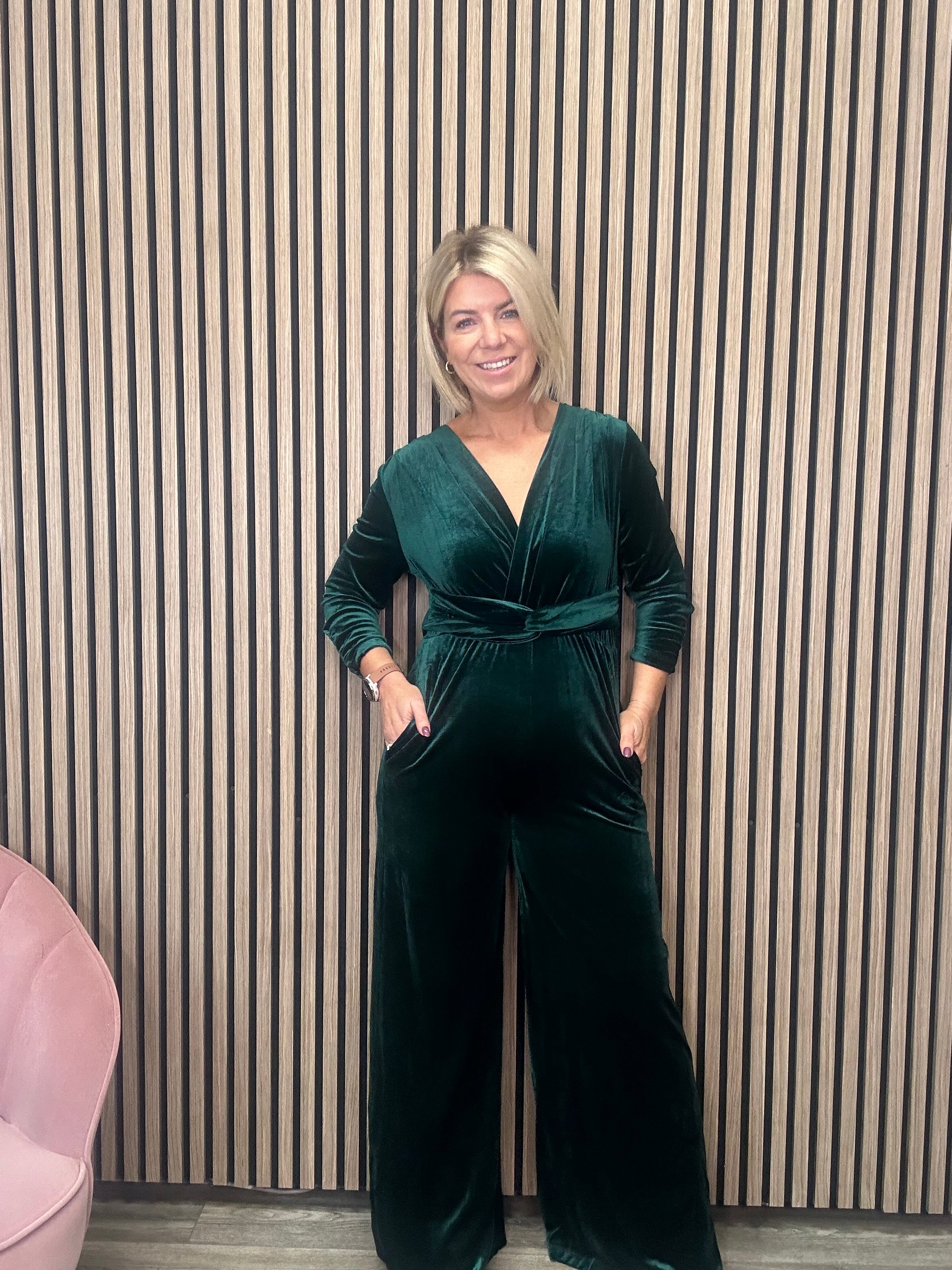 Sophia Velvet Jumpsuit (Green)