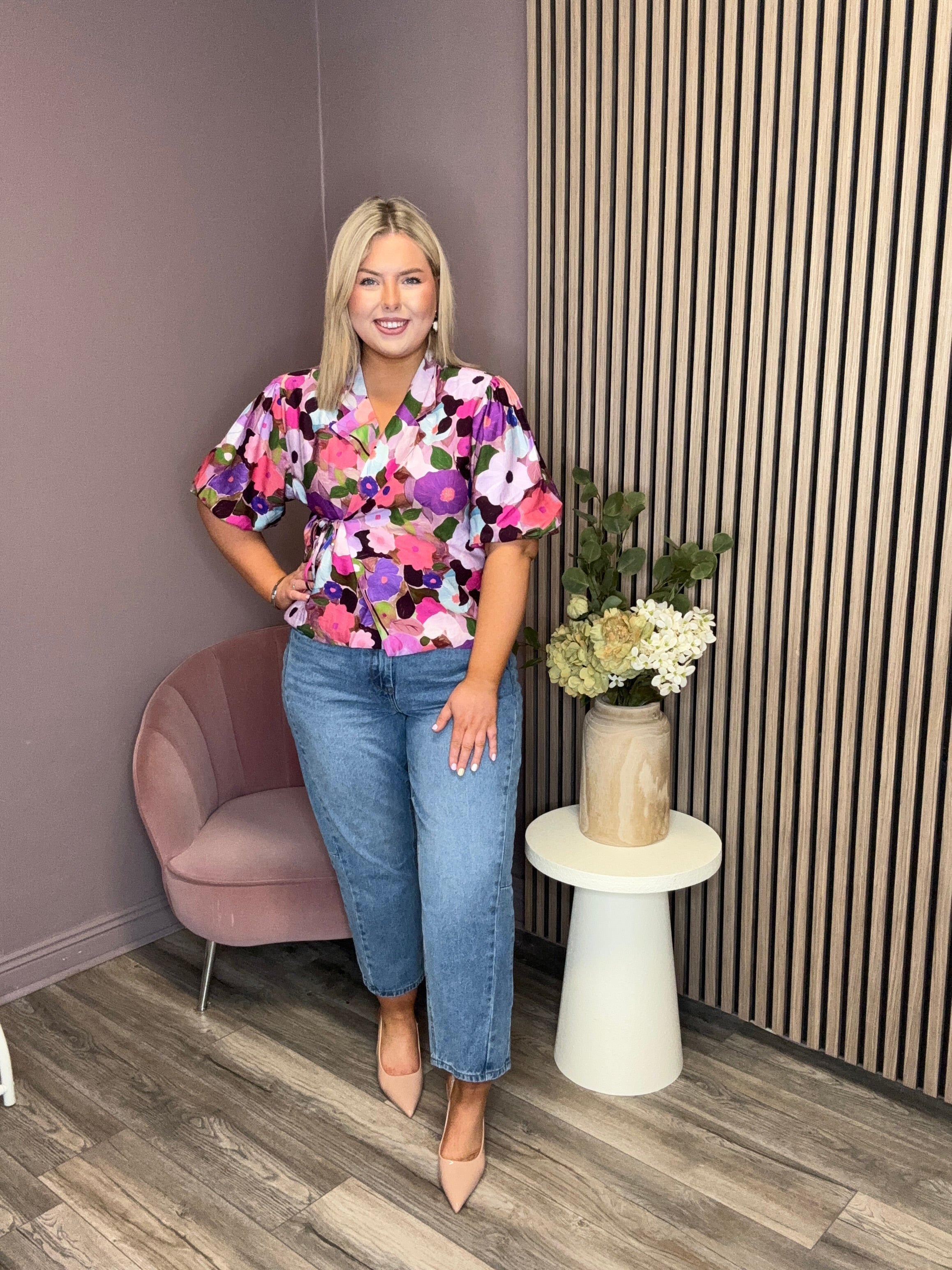 Morgan Wrap Top (Pink)