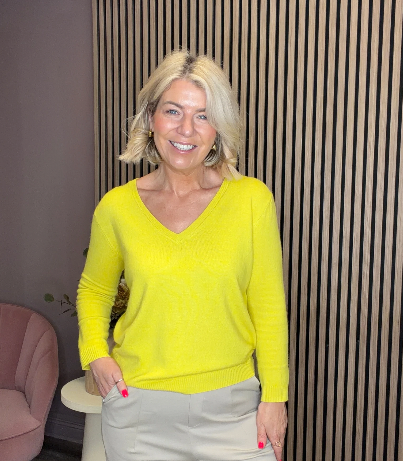 Sandie V-Neck Jumper (Yellow)