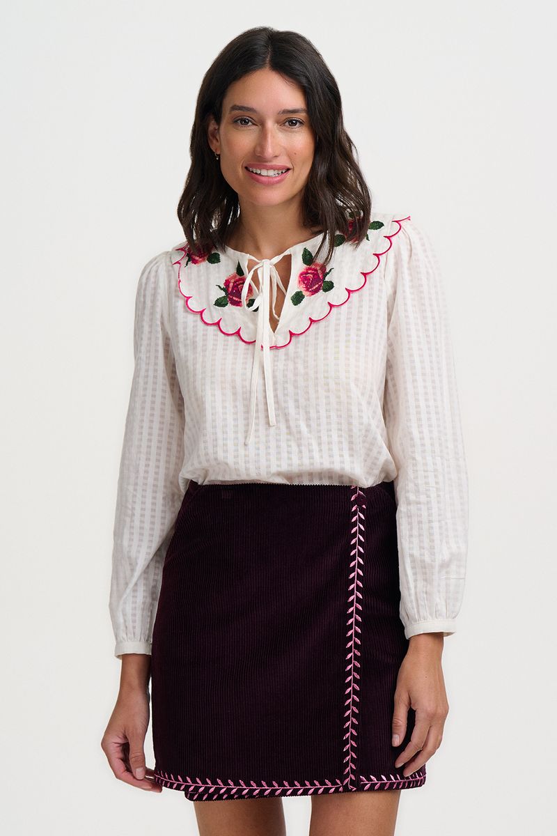 Nessie Blouse (Off White/Roses)