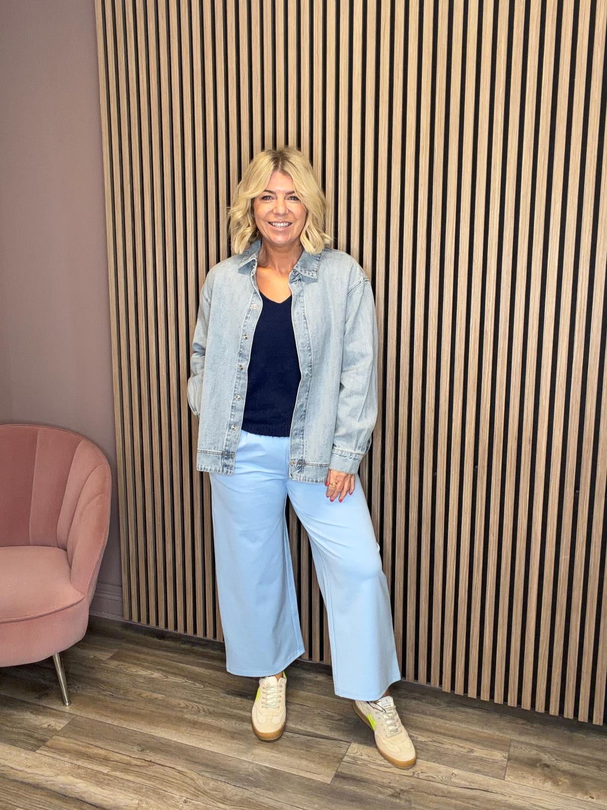 Kate Cropped Wide Leg Pants (Powder Blue)