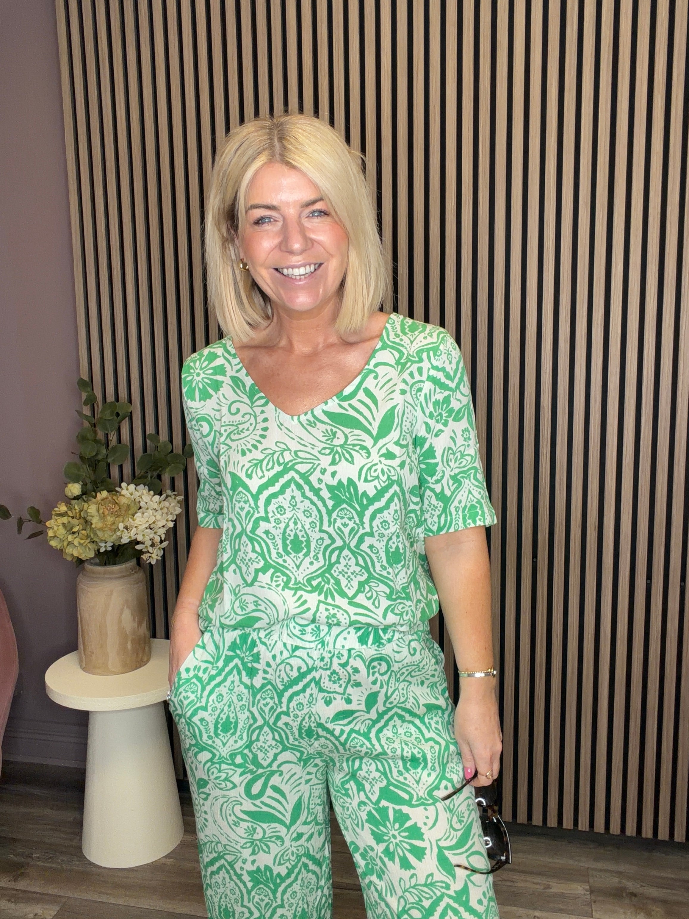 Becci V-Neck Top (Green)