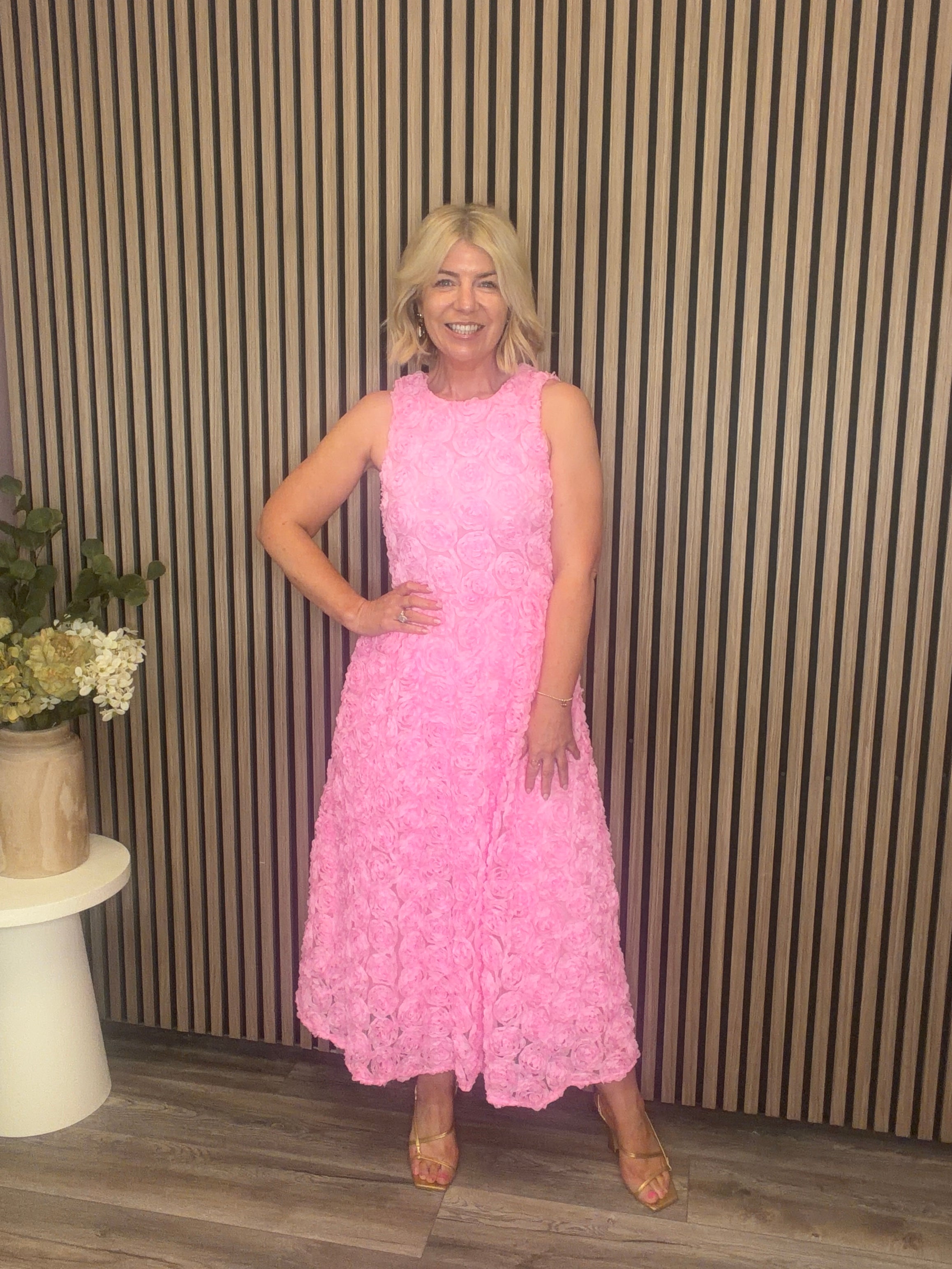 Gloria Midi Dress (Bonbon Pink)