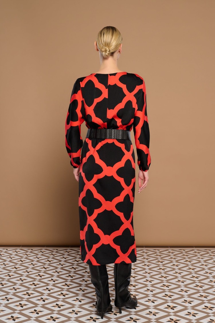 Ambra Midi Dress (Red/Black)