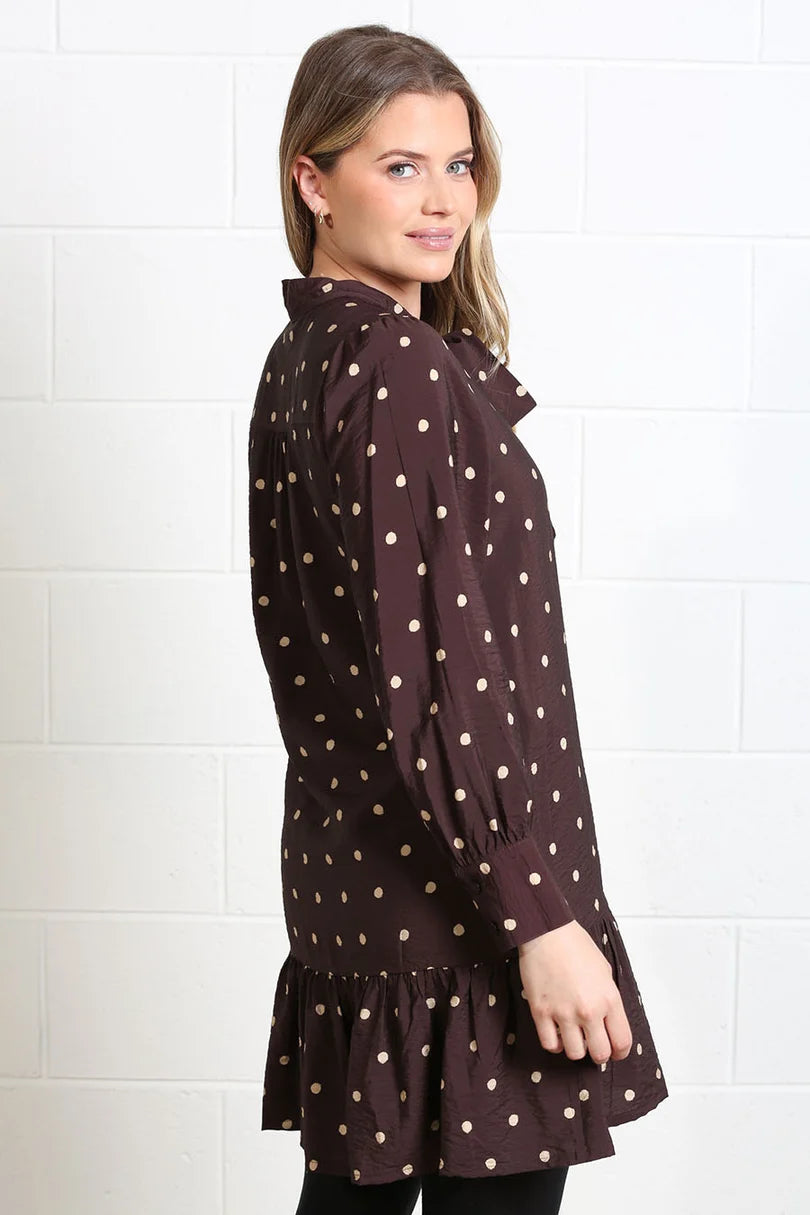Annabelle Mini Dress (Brown/Dot)