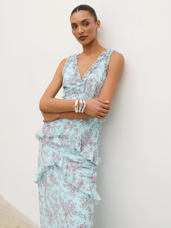 Aurelia Ruffle Maxi Dress (Seaspray)