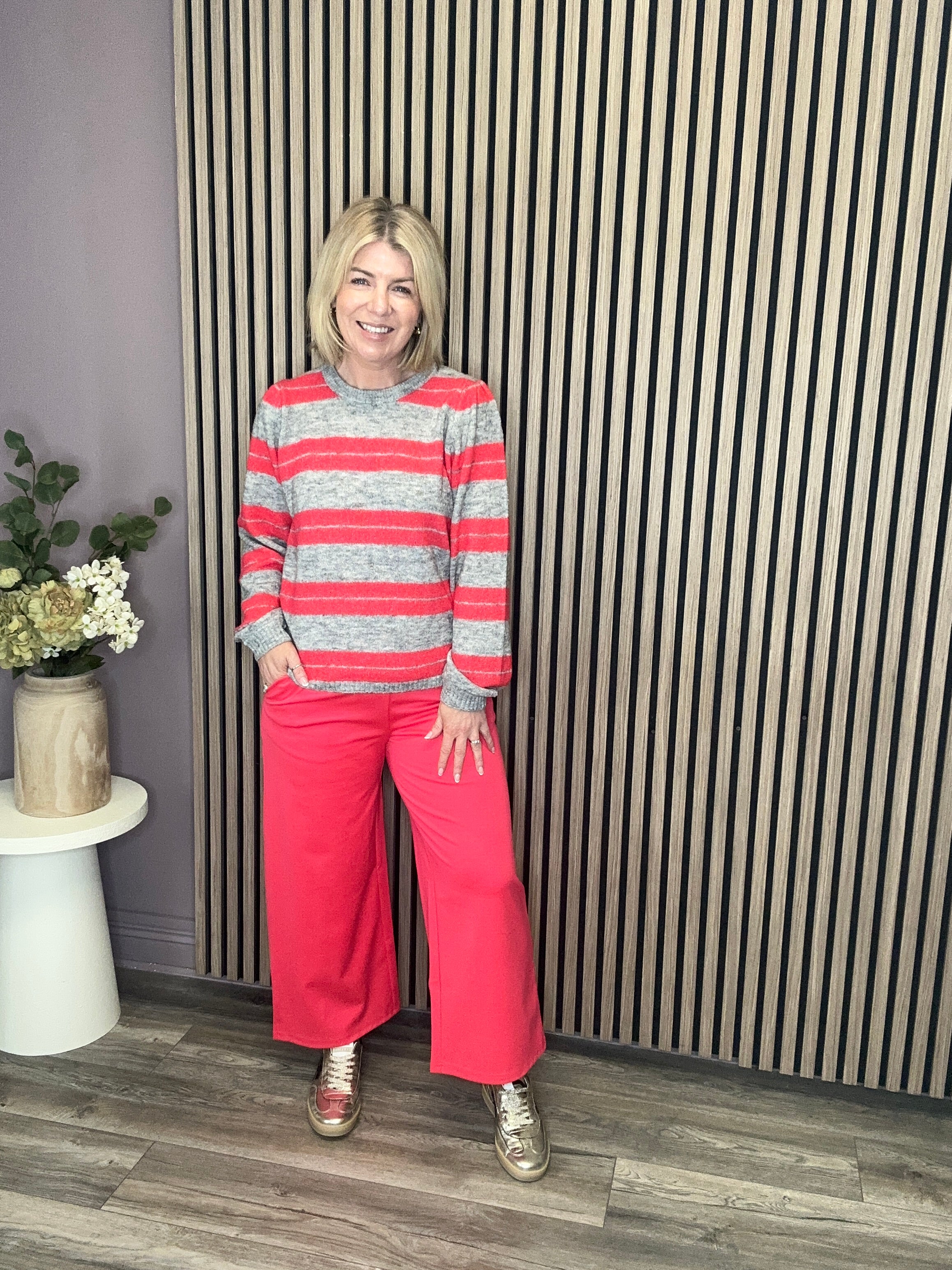 Kate Cropped Wide Leg Pants (Teaberry)