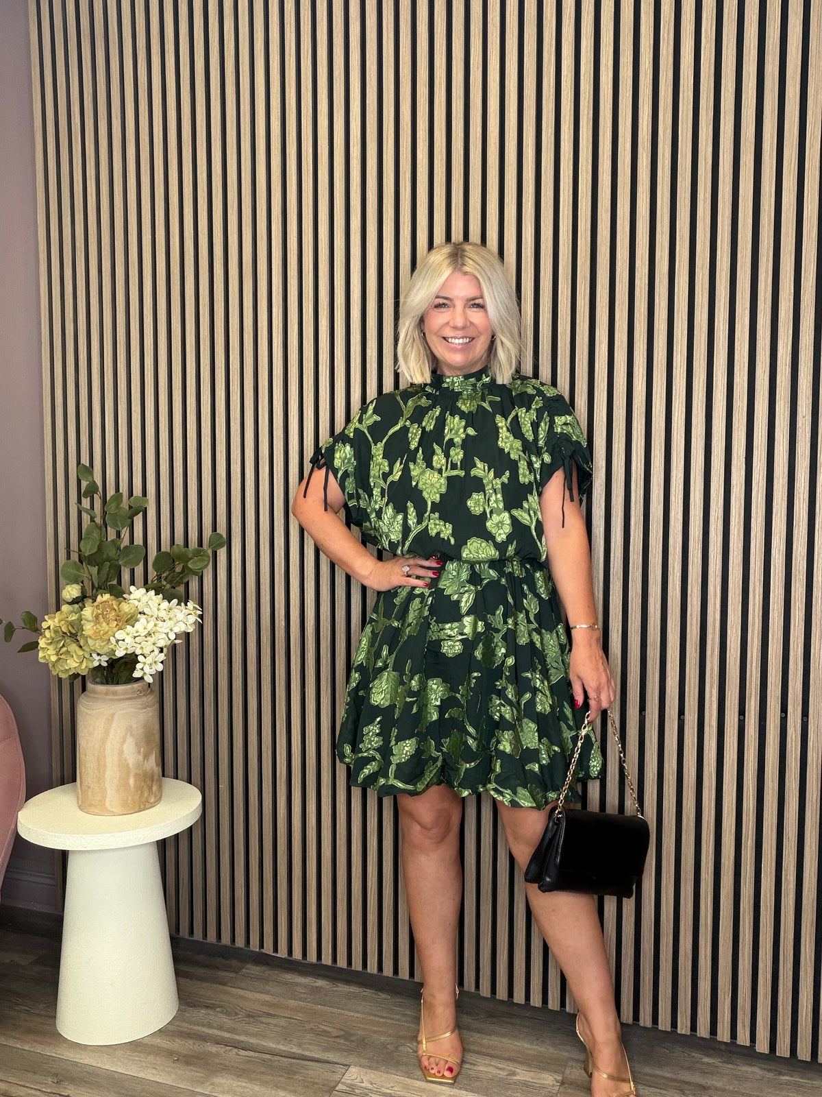Dash Mini Dress (Black/Moss)
