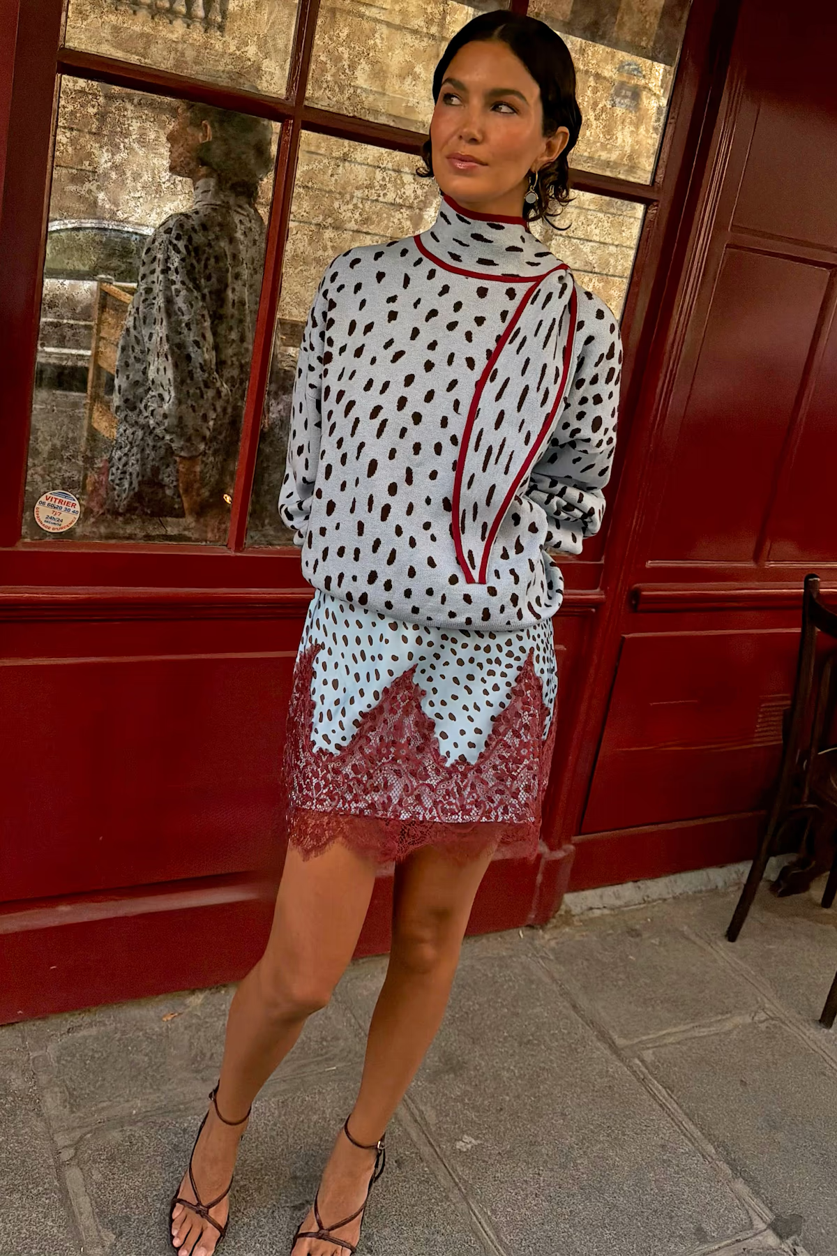 Deer Scarf Jumper (Blue/Chocolate)