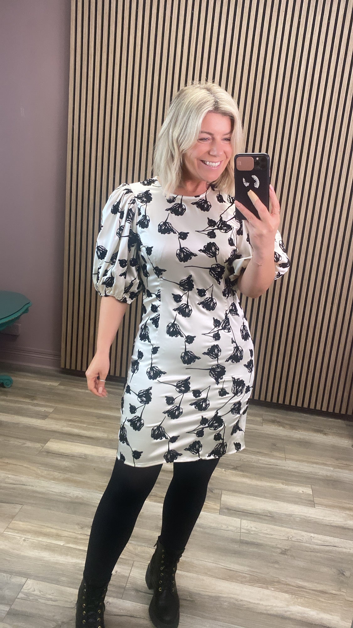 MARAN 2/4 DRESS (CLOUD DANCER/FLOCK FLOW)